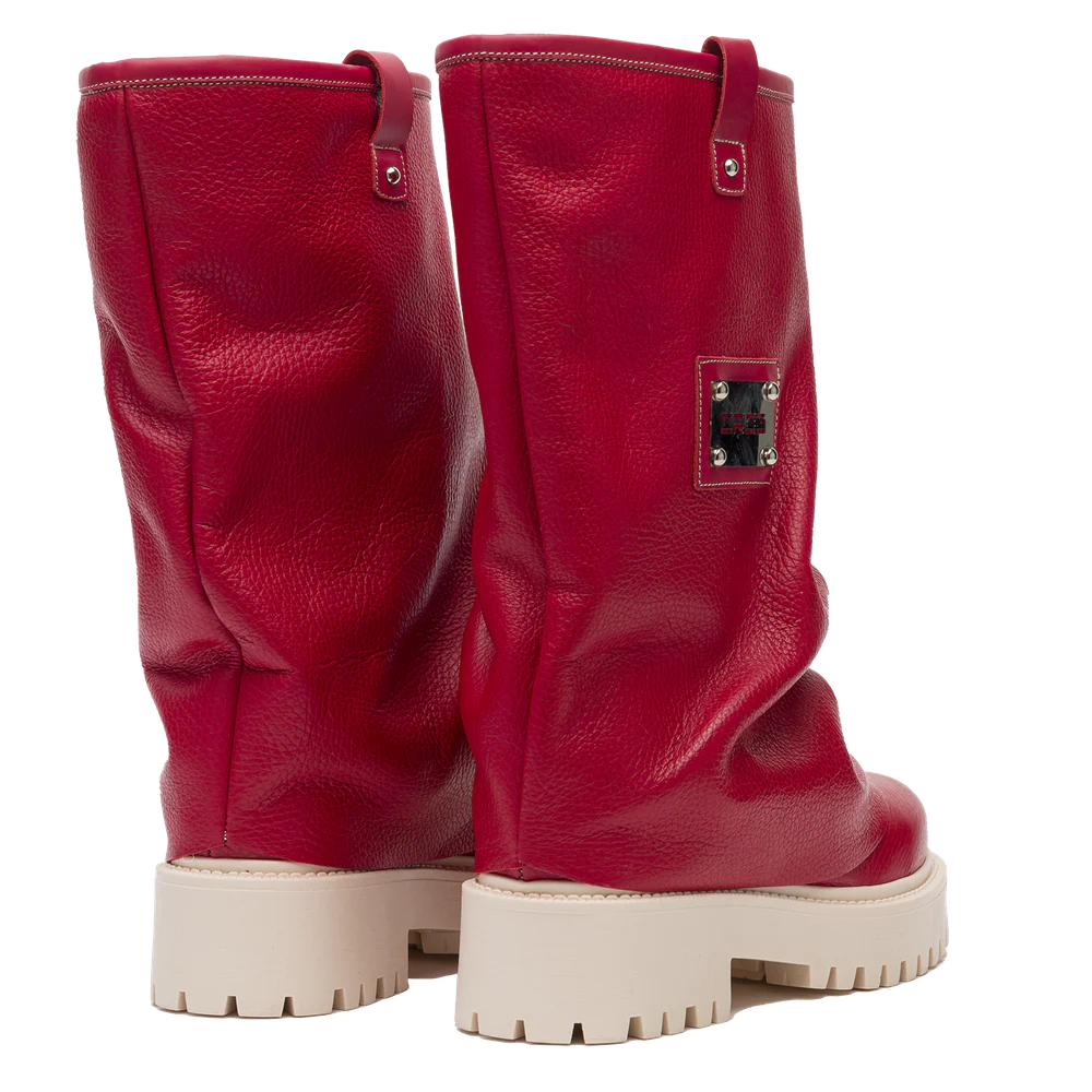 CHUNKY – Leather Boots Red - Image 3