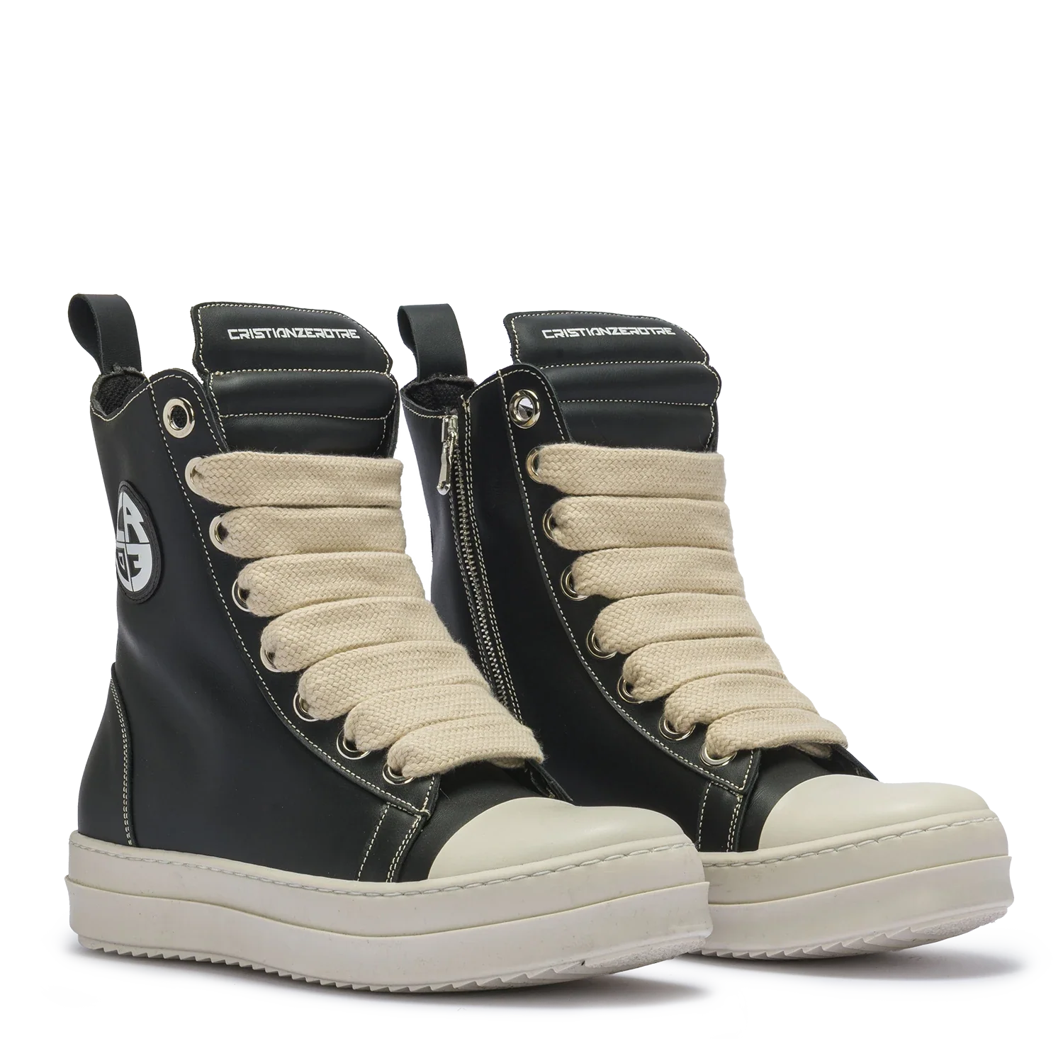 MIRAGE – Black Leather with Cream Laces - Image 2