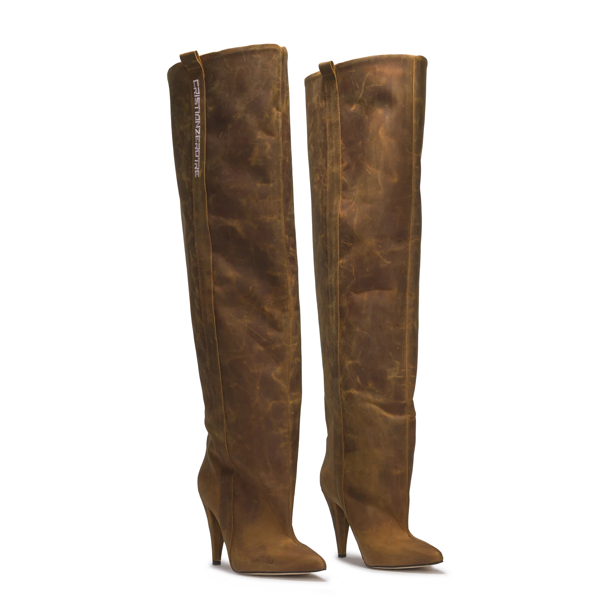STORM – Vintage Brown Distressed Leather Over-The-Knee Boots - Image 3